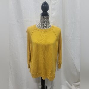 J Crew Women's Merino Wool Mustard Yellow Pullover Relaxed Fit Sweater Medium